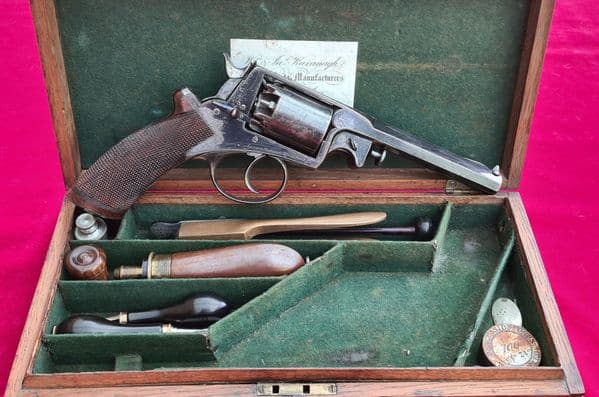 An exceptional cased blued Adams .45 cal percussion revolver. Ref 3950